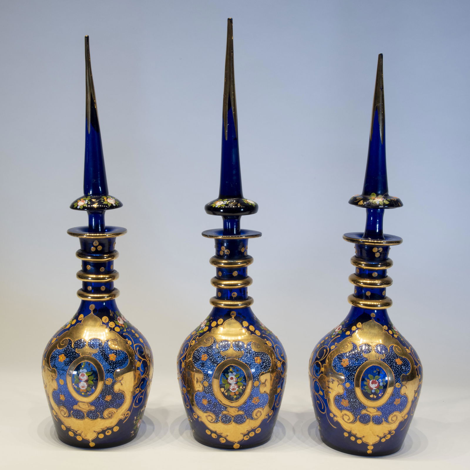 Three Large Bohemian Glass Bottles (1 of 2)