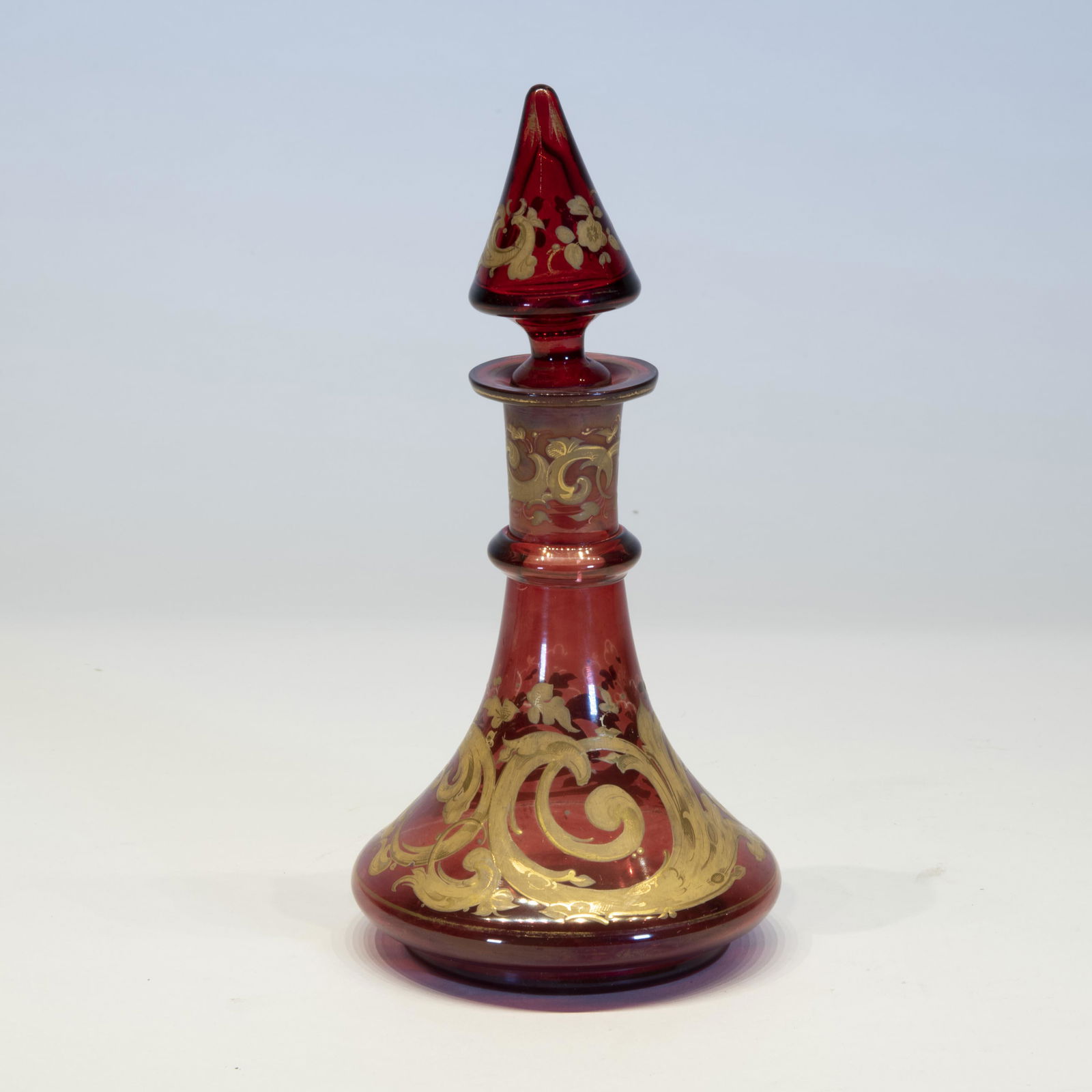 Bohemian Red Glass Bottle (1 of 2)
