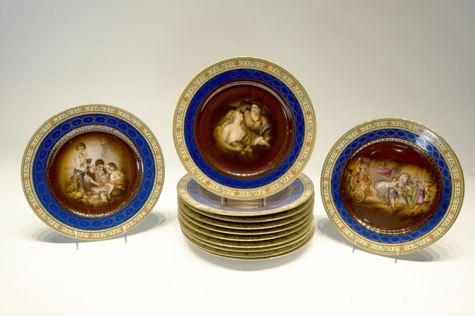 Set of Twelve Royal Vienna Czech Porcelain Plates (1 of 4)