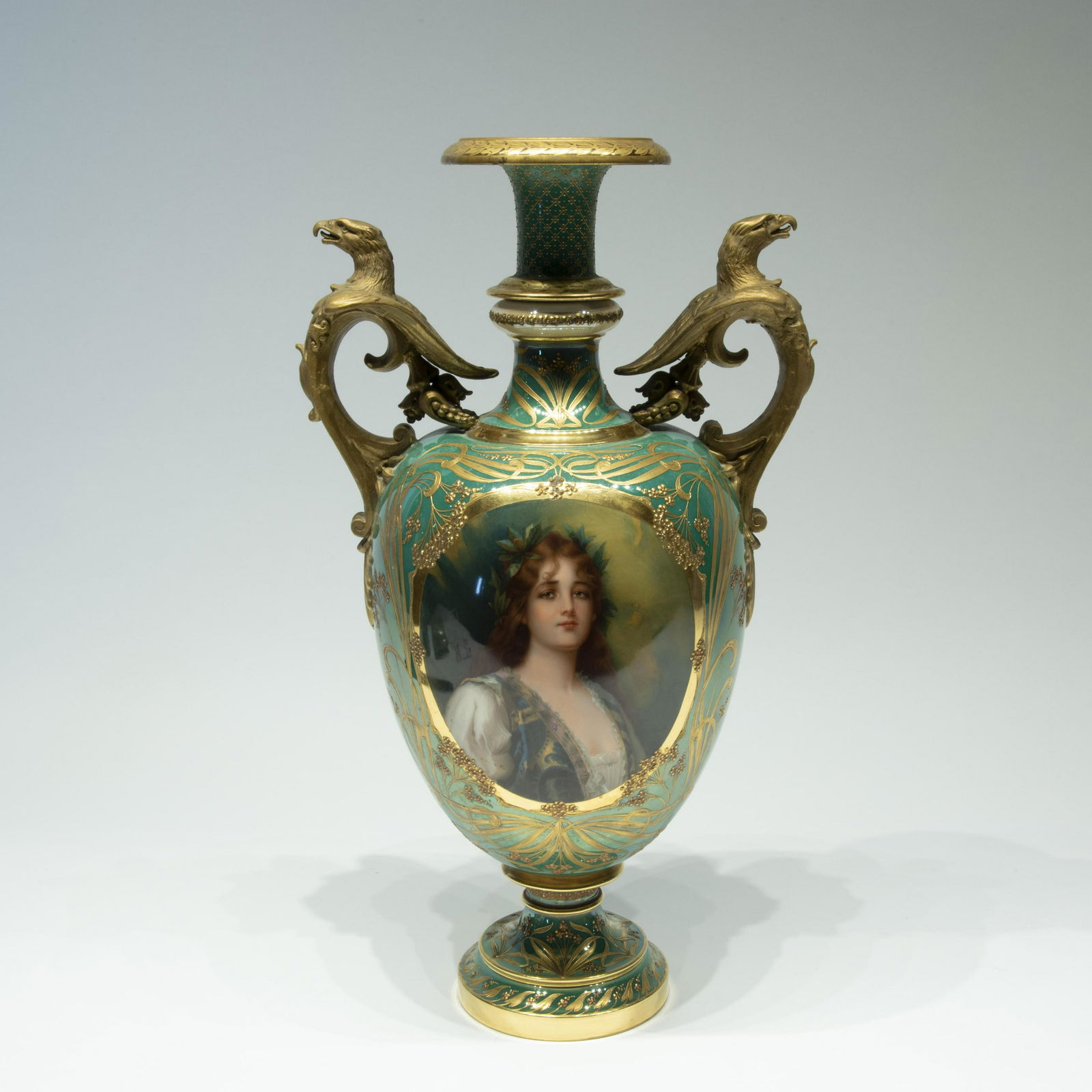 Fine KPM Porcelain Portrait Vase, Eagle Handles (1 of 3)