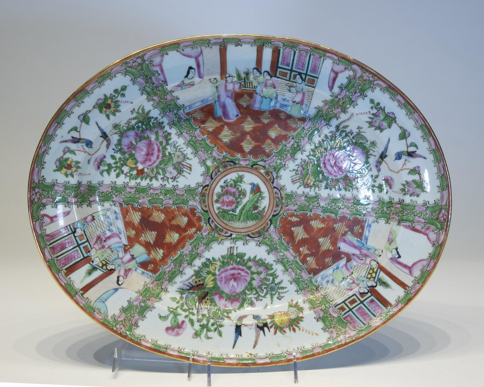 Chinese Famille Rose Oval Serving Dish (1 of 3)