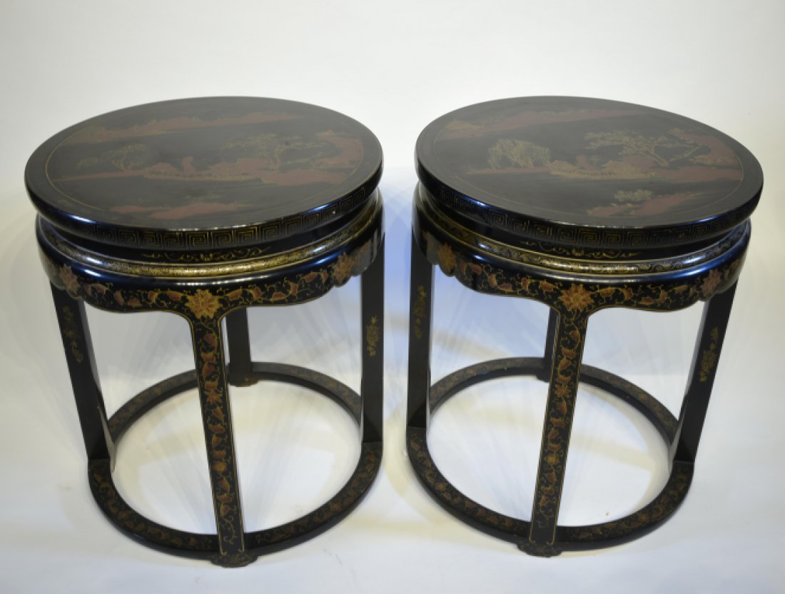 Pair of Chinoiserie Lacquered End Tables (1 of 6)