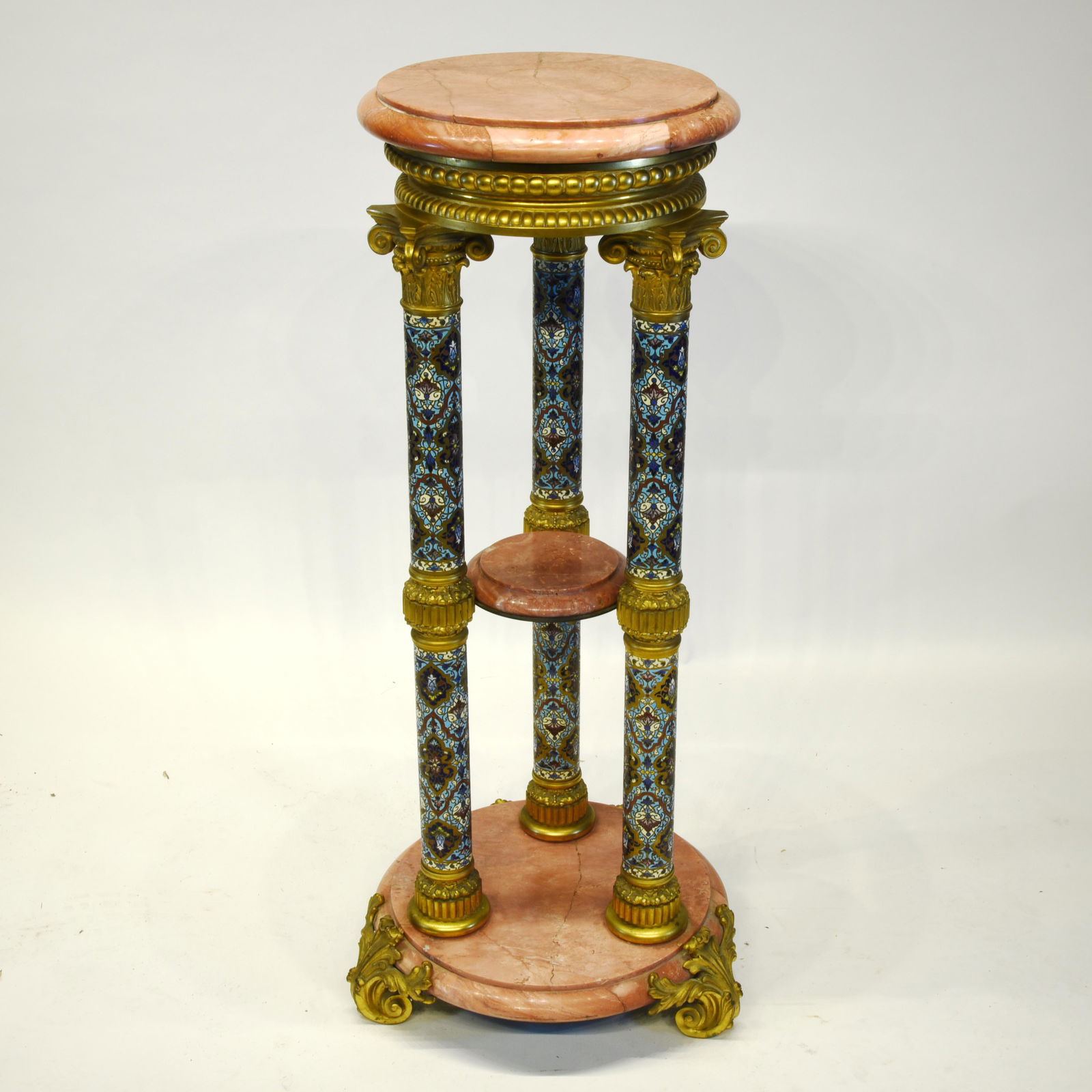 A French Ormolu, Champleve Enamel & Marble Pedestal (1 of 4)