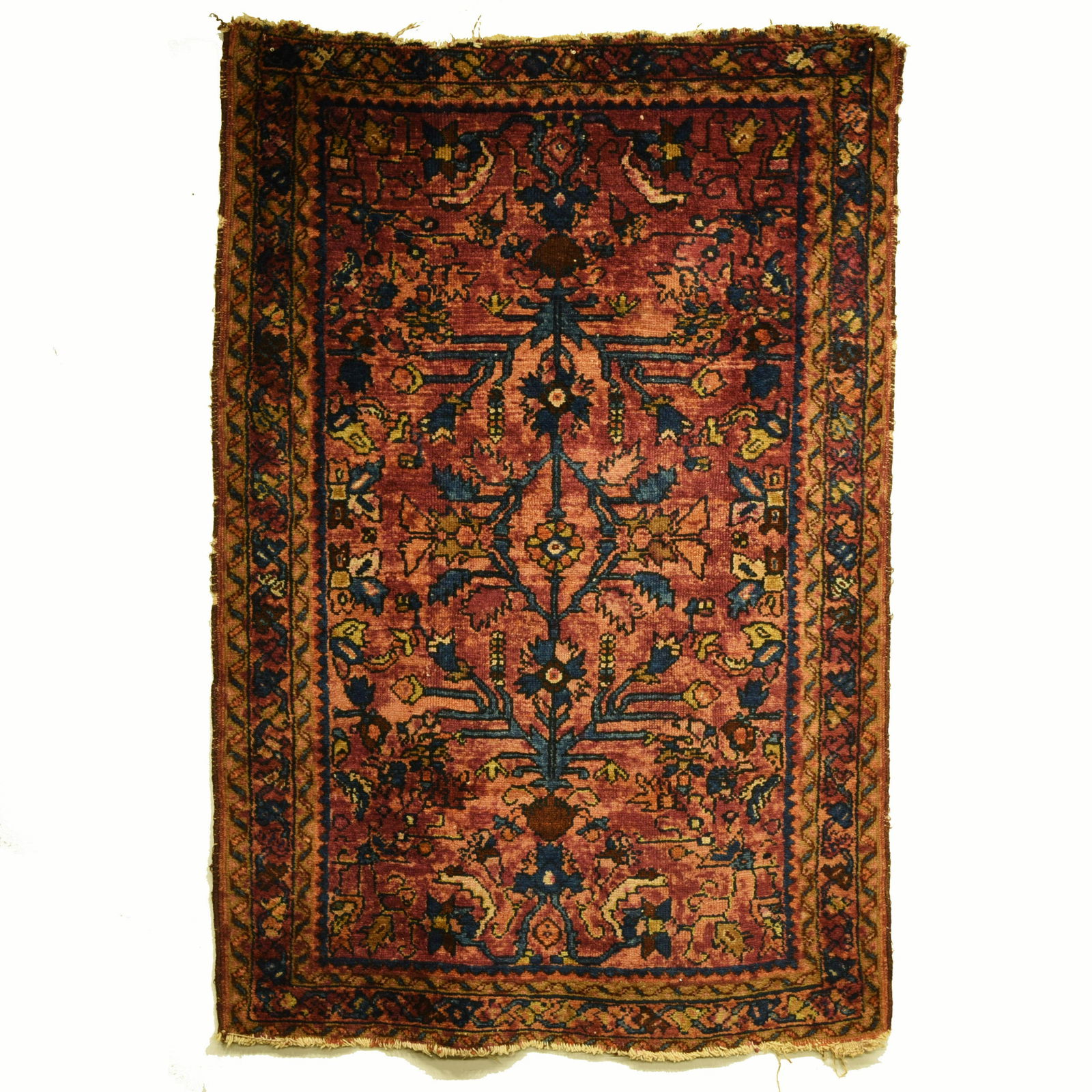 Antique Persian Carpet: Antique Persian hand knotted carpet. 32 x 47 inches. Property of a Long Island Estate