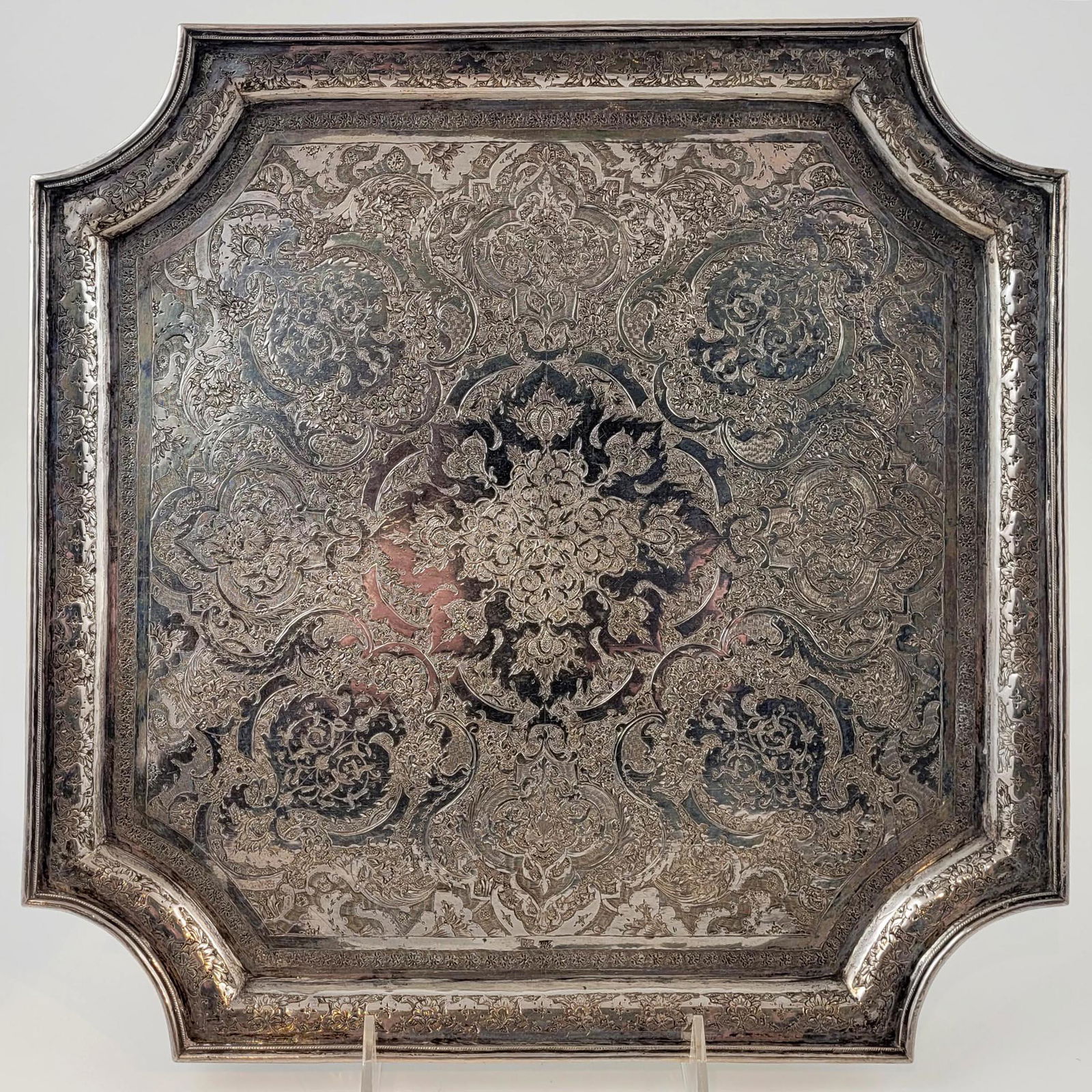 Persian Silver Square Tray. (1 of 4)
