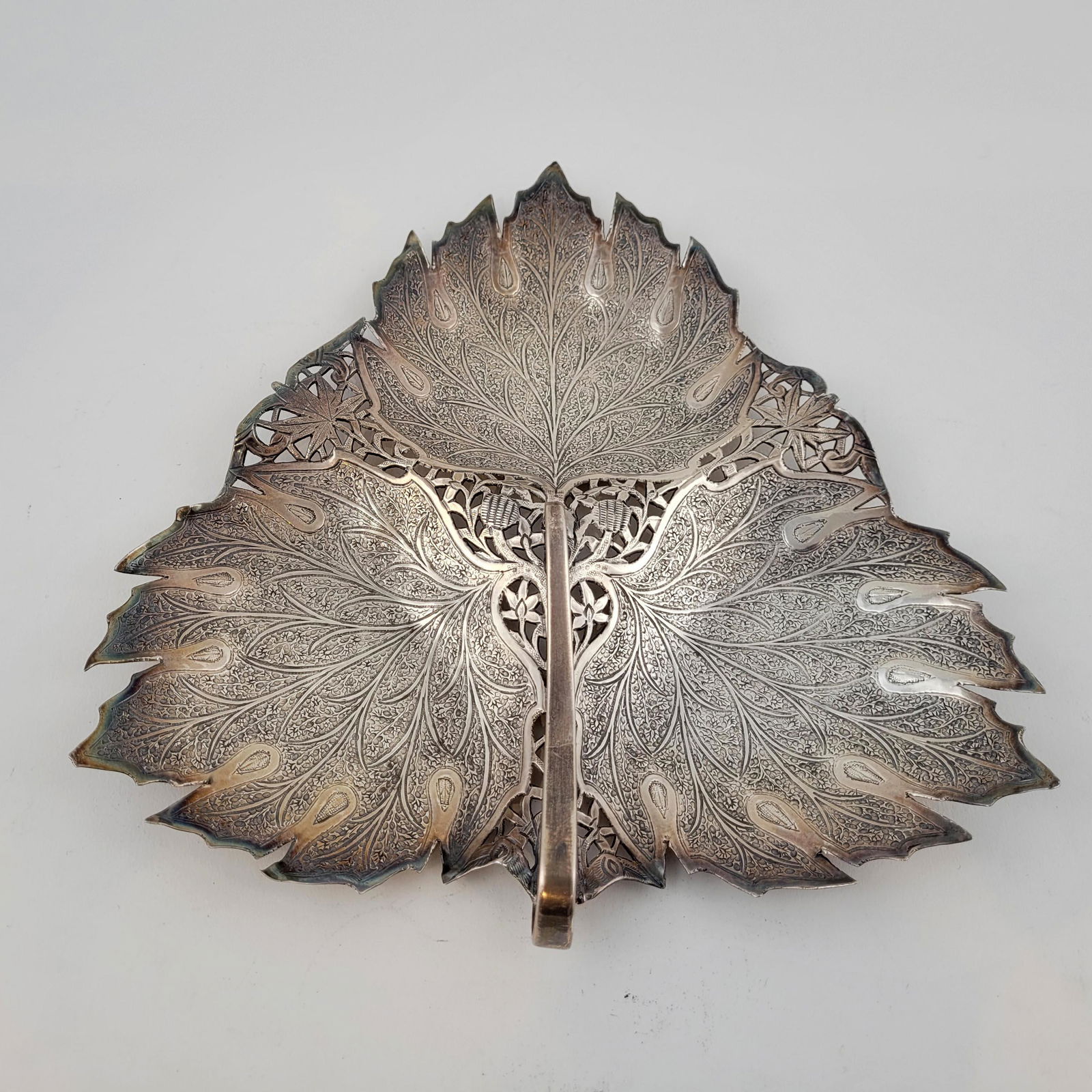 Antique Silver Tray in the Form of a Leaf (1 of 3)