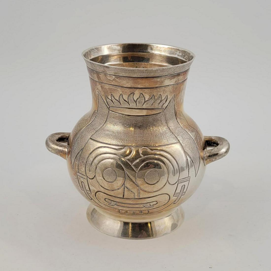Mexican Sterling Silver Two Handled Vase (1 of 3)