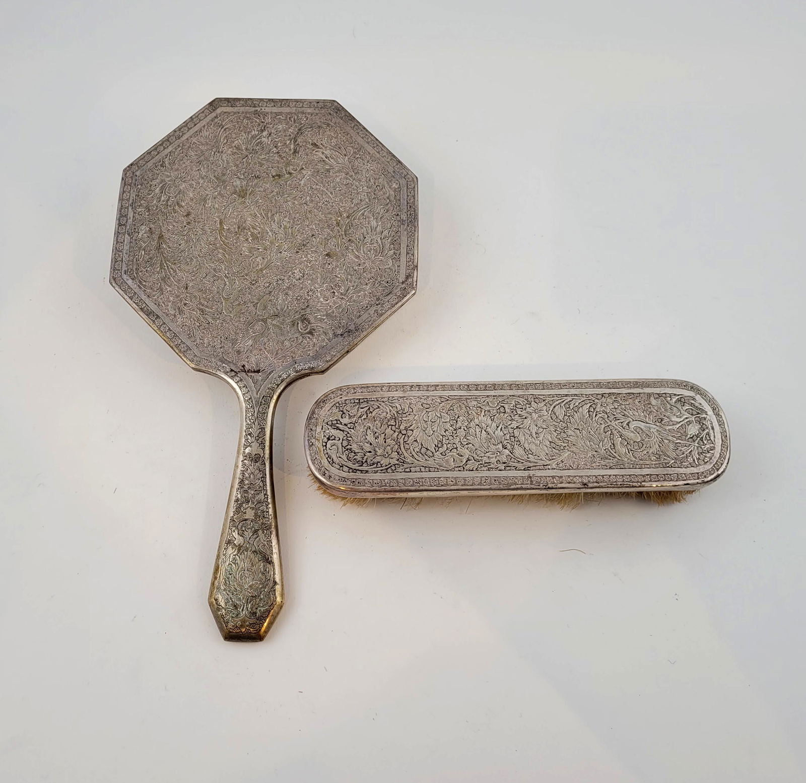 Persian Silver Mirror and Brush (1 of 2)