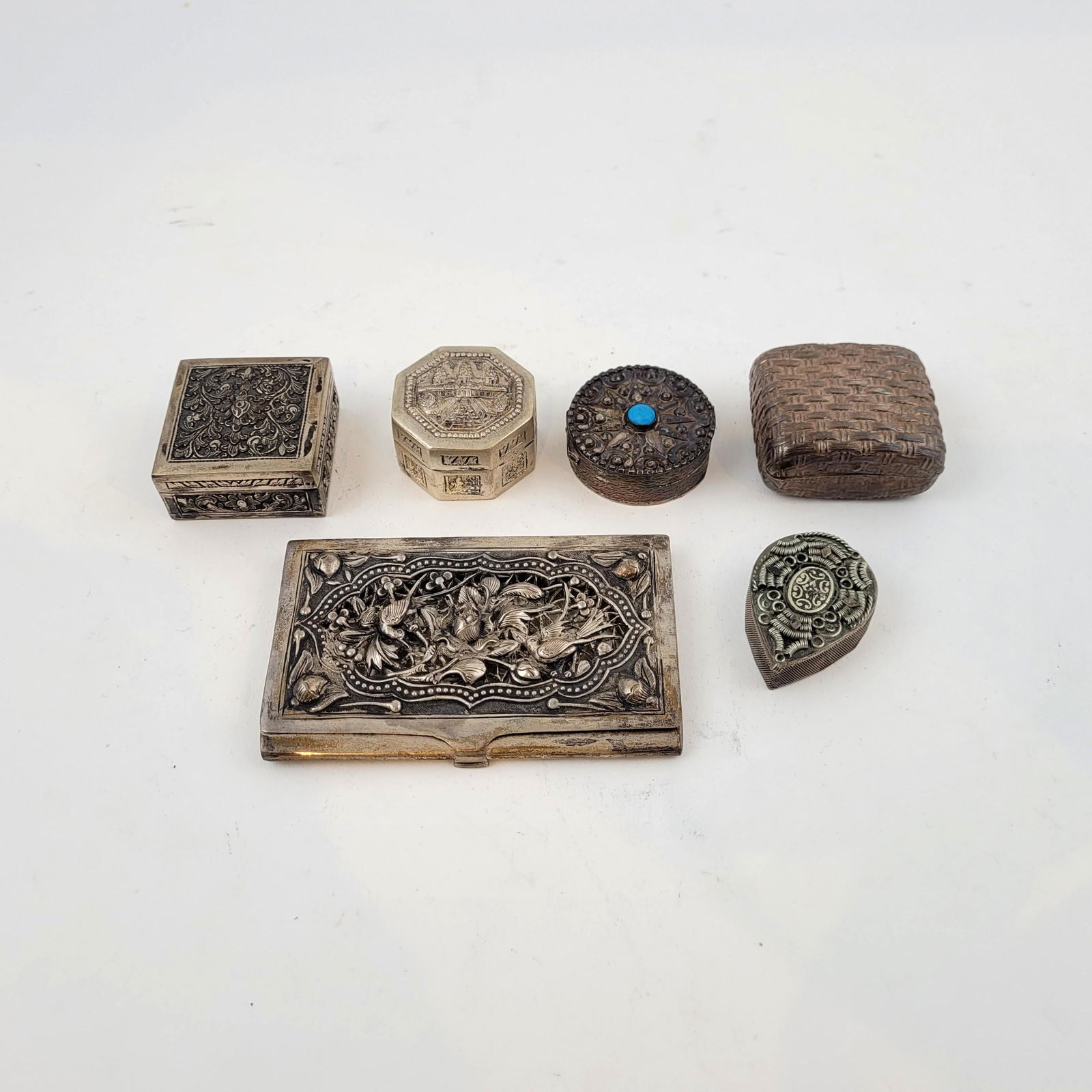 Six Silver Boxes, Middle Eastern Chinese, Indian (1 of 4)