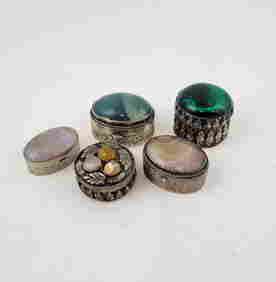 Five Stone Set Silver Snuff Boxes (1 of 5)