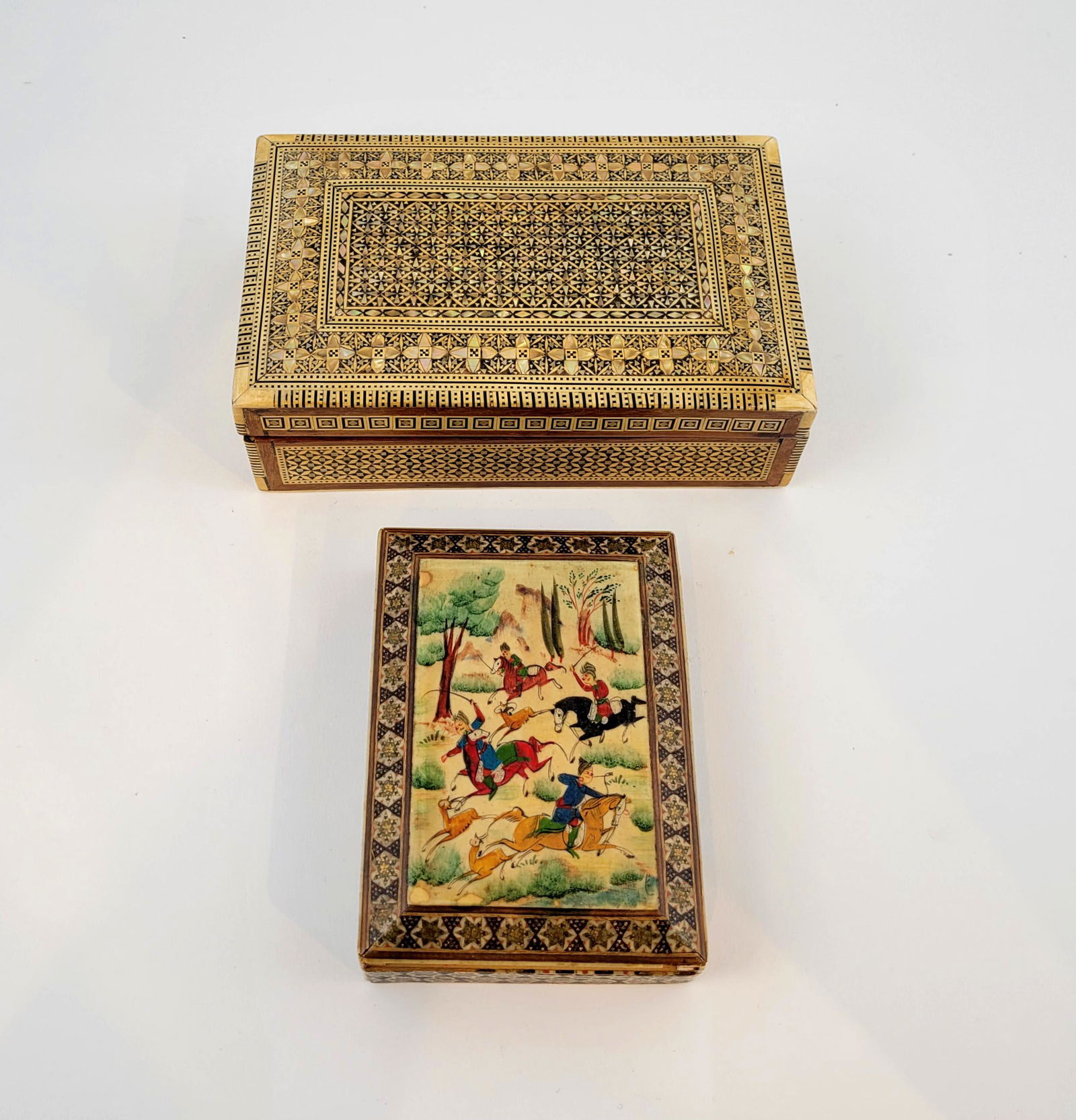 Two Middle Eastern Inlaid Wood Boxes (1 of 3)