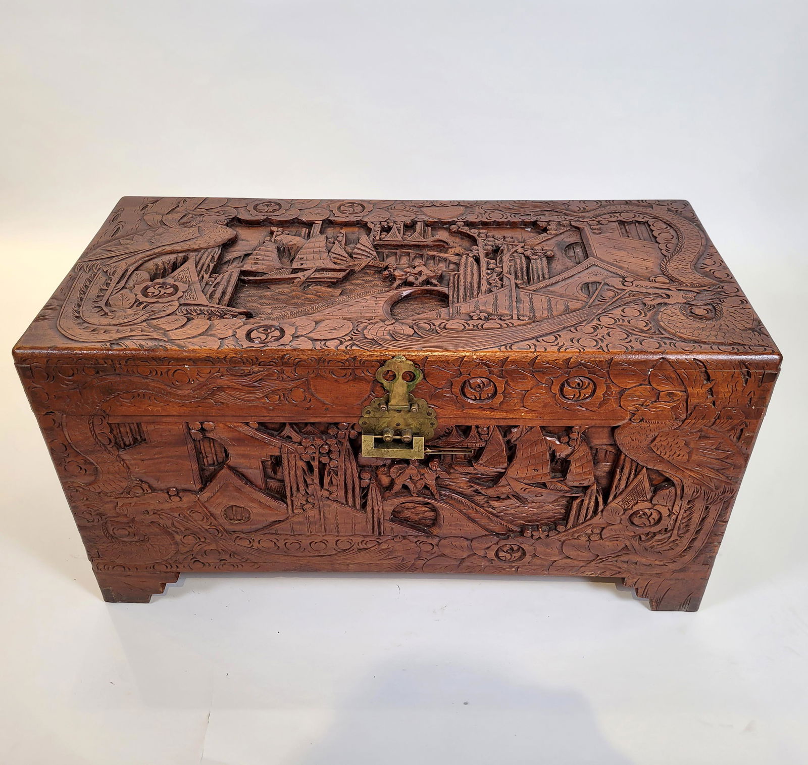 Chinese Carved Wood Trunk (1 of 4)