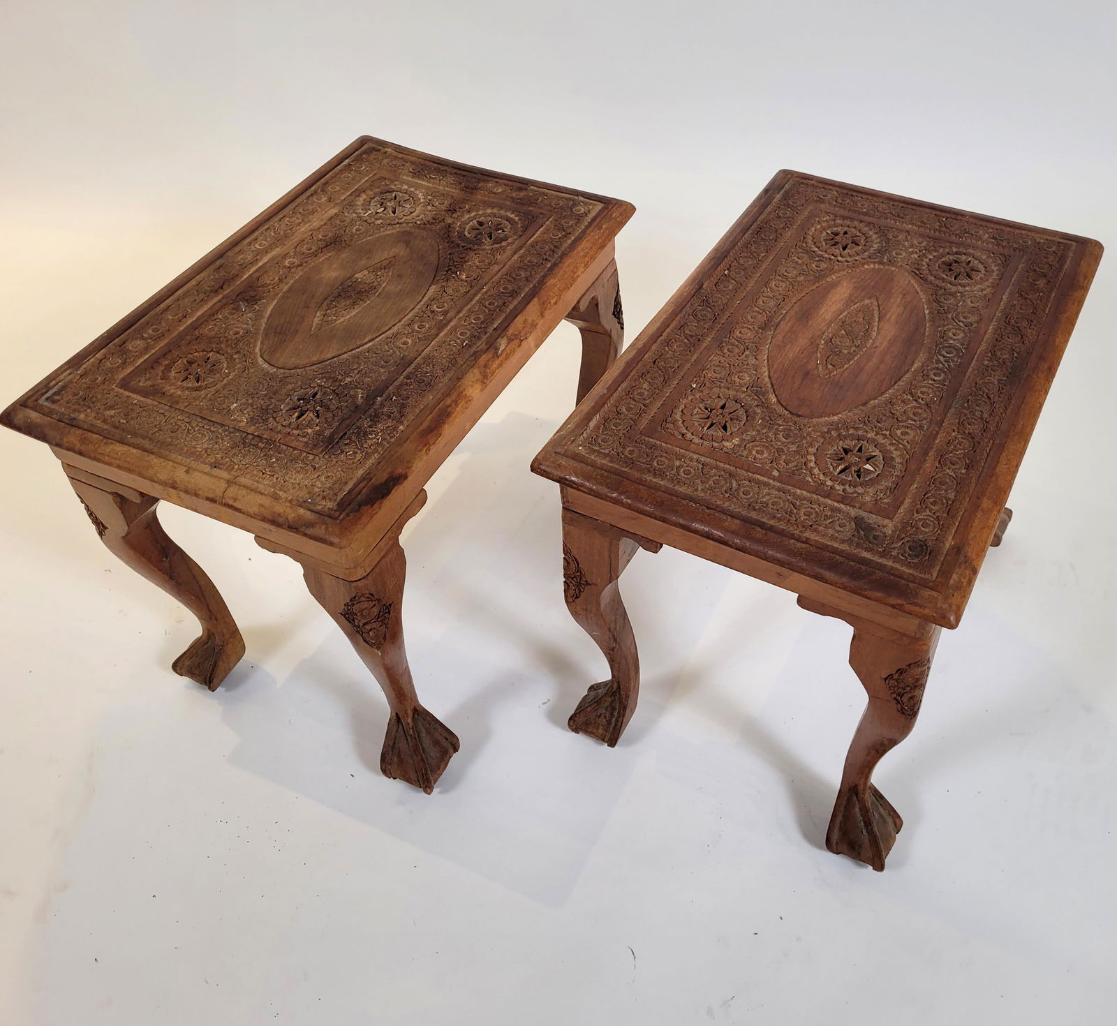 A Pair of Indian Carved Wooden Tables (1 of 4)