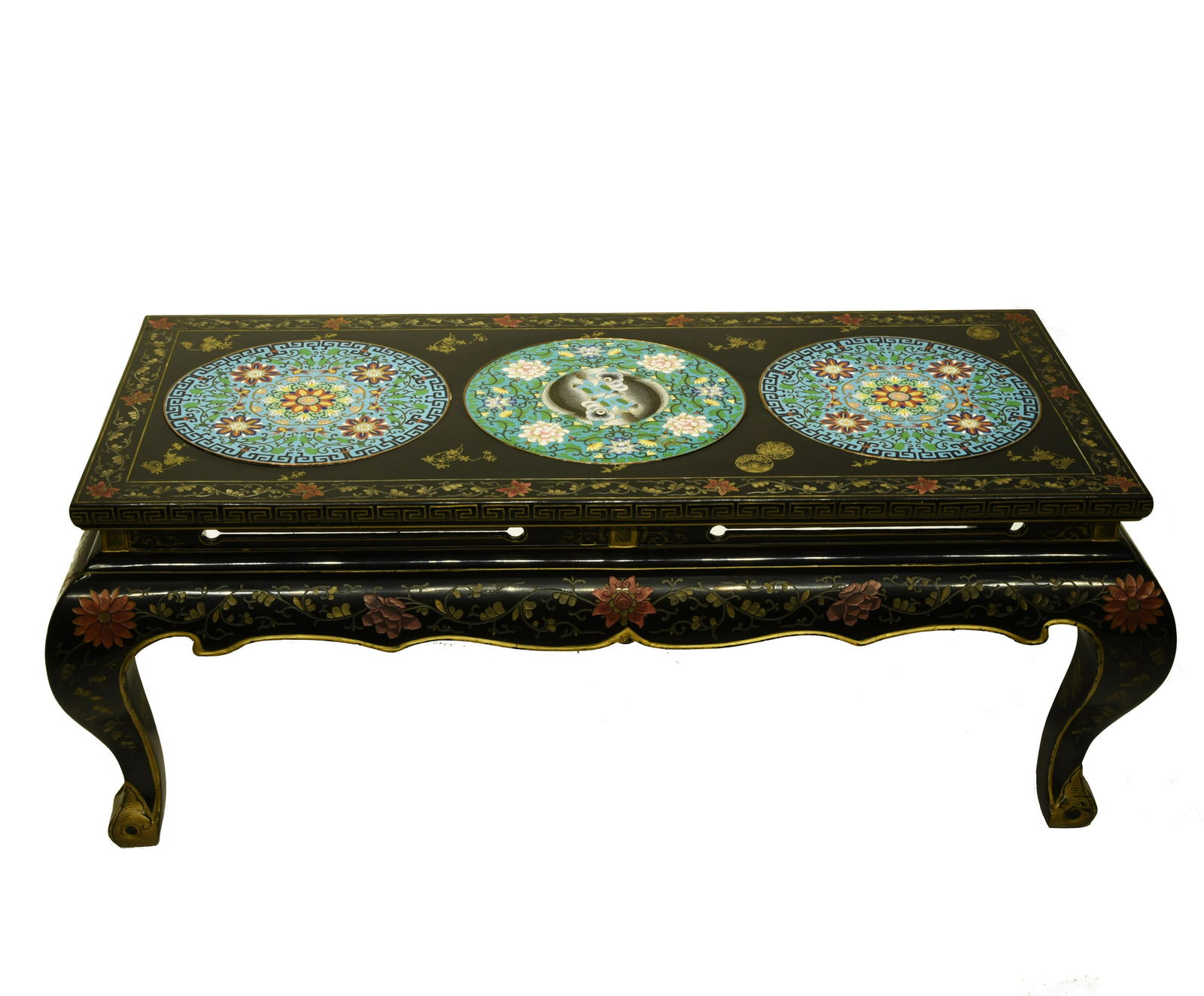 Chinoiserie Lacquered Coffee Table with Cloisonne. (1 of 5)