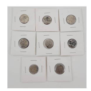 Eight Early Islamic Silver Coins: Persian, Indian silver coins 19th century and earlier. eight coins.