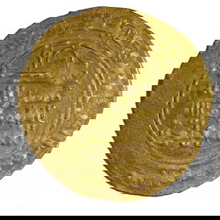 Islamic Gold Coin, Dinar: Islamic Gold Coin. Ghaznavid or Abbasid. 2.34 cm (0.92 inches) 2.85 grams