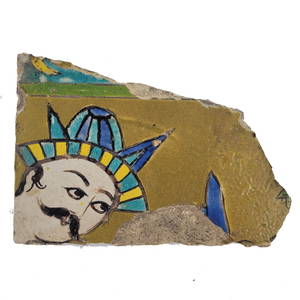 Safavid Cuerda Seca Pottery Tile Fragment