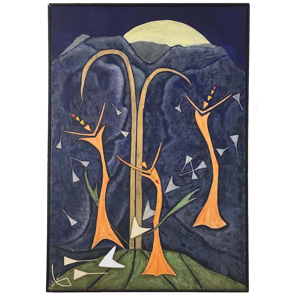 Joy by Virginia Bailey, Mixed Media on Canvas: Joy, by Virginia Bailey, Mixed Media on Canvas. Signed and dated lower left. 1972. 26 1/2 x 39 inches