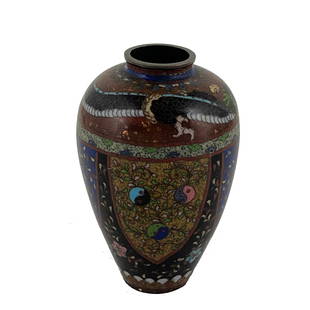 Japanese Cloisonne Enamel Vase: Japanese Cloisonne Enamel Vase. Meiji period. 12cm. (4 3/4 inches).