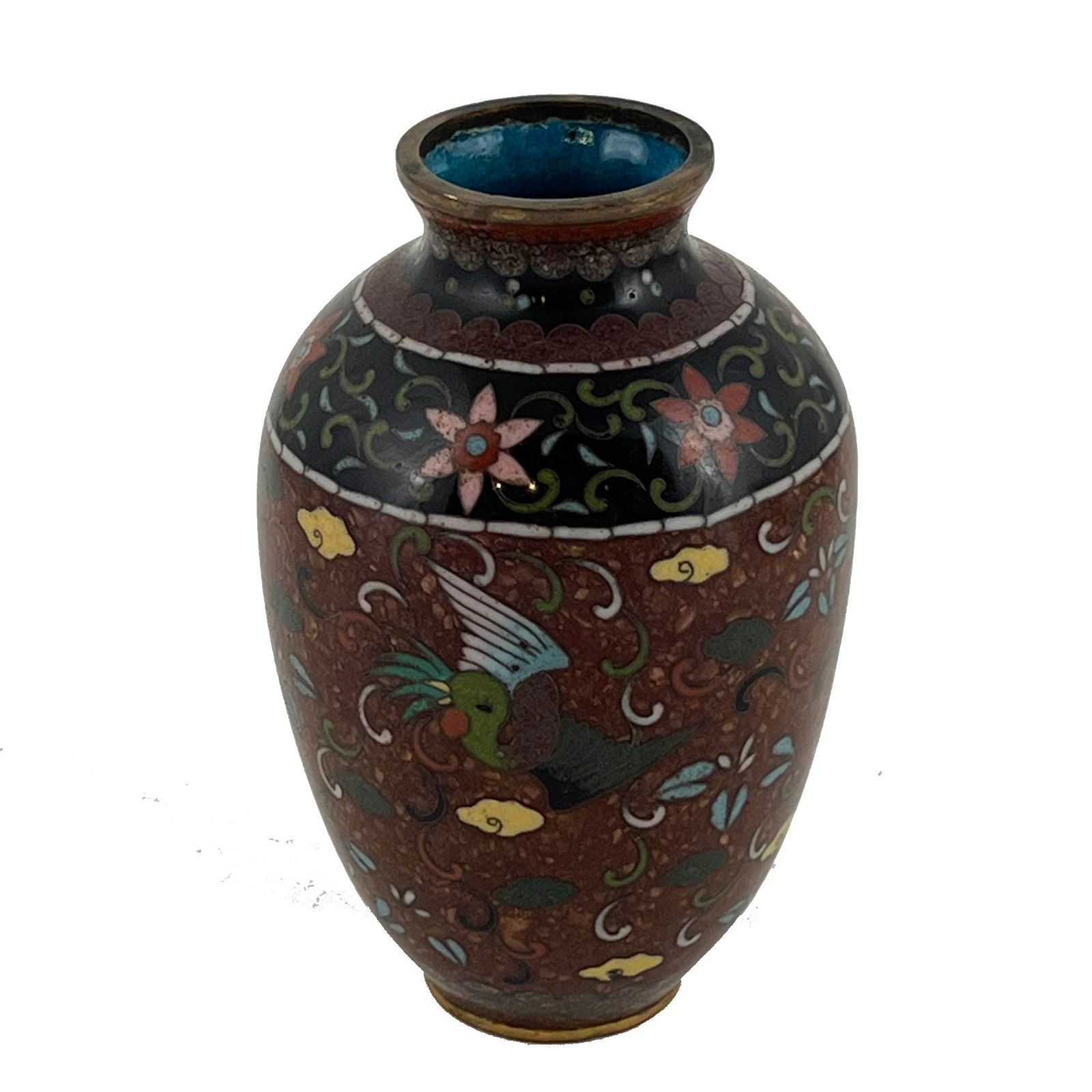 Japanese Cloisonne Enamel Vase with Phoenix Pattern (1 of 3)