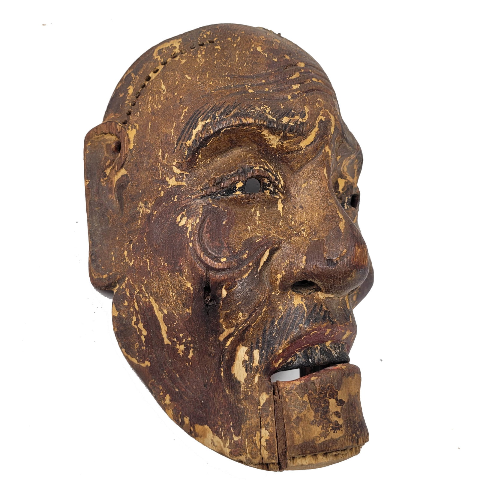 Wooden Japanese Noh Mask: Antique wooden Japanese Noh Mask. Meiji period. 8 x 5 1/2 x 4 inches.