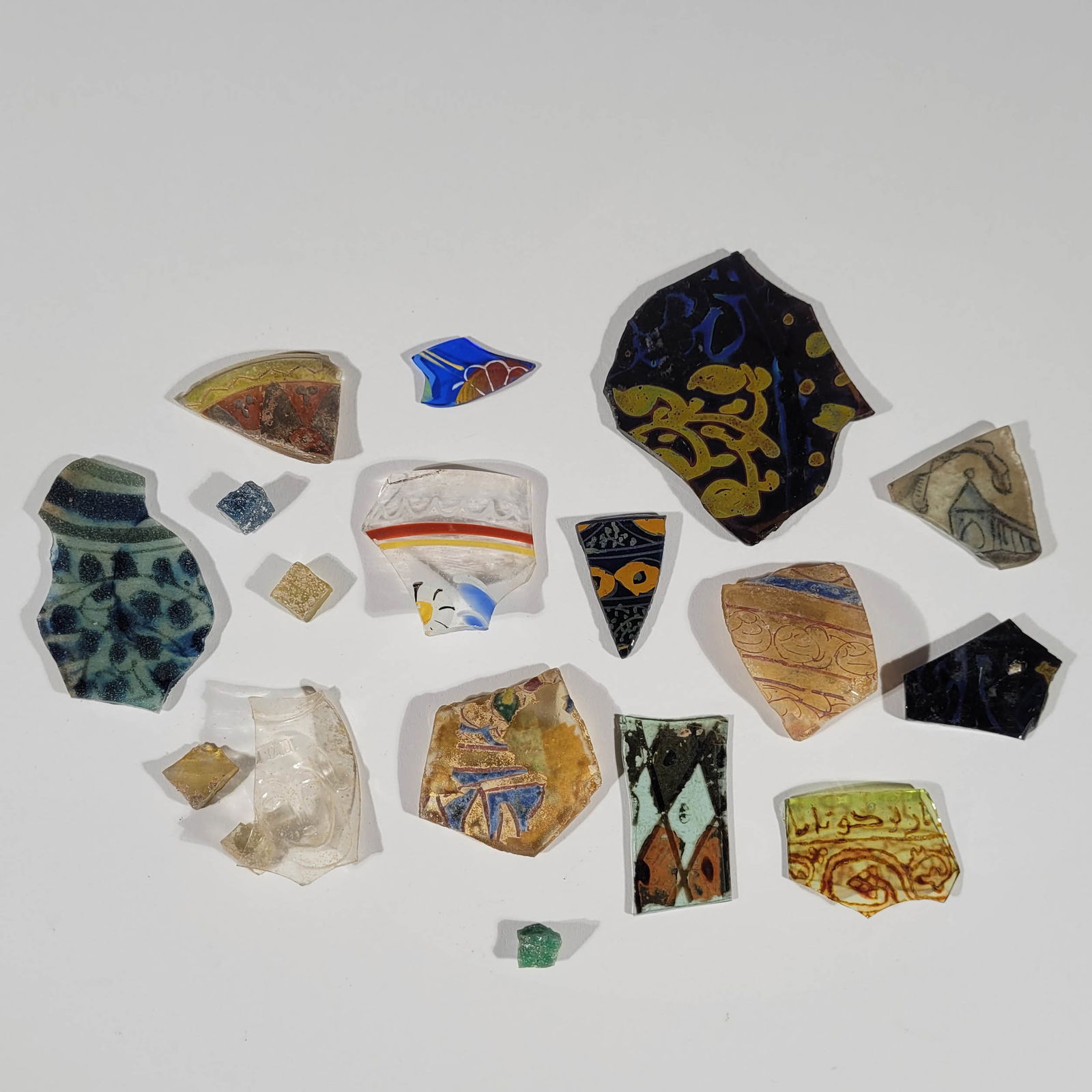 Group of Islamic Glass Fragments with Decoration (1 of 3)
