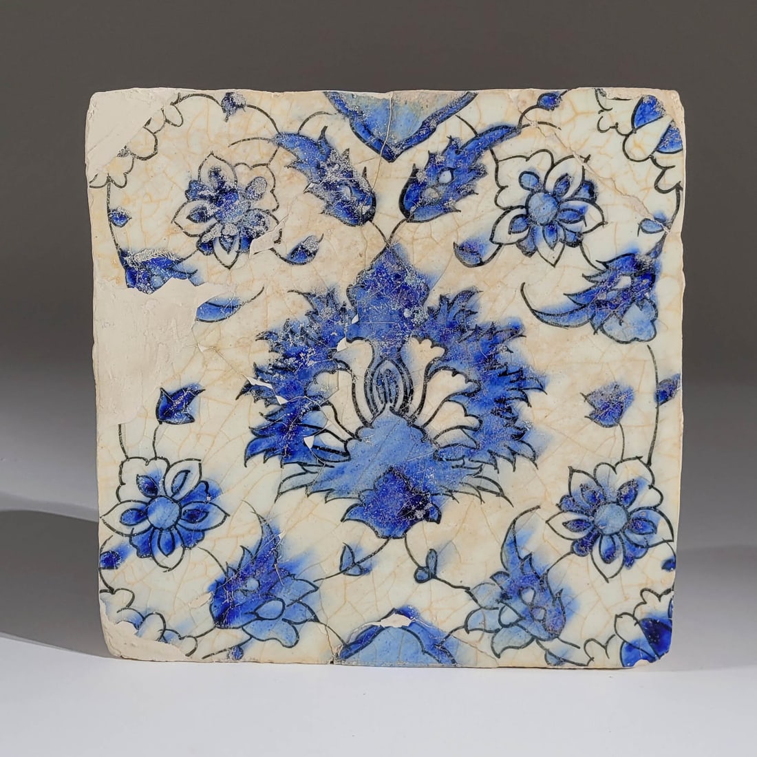 Safavid Blue and White Pottery Tile (1 of 2)