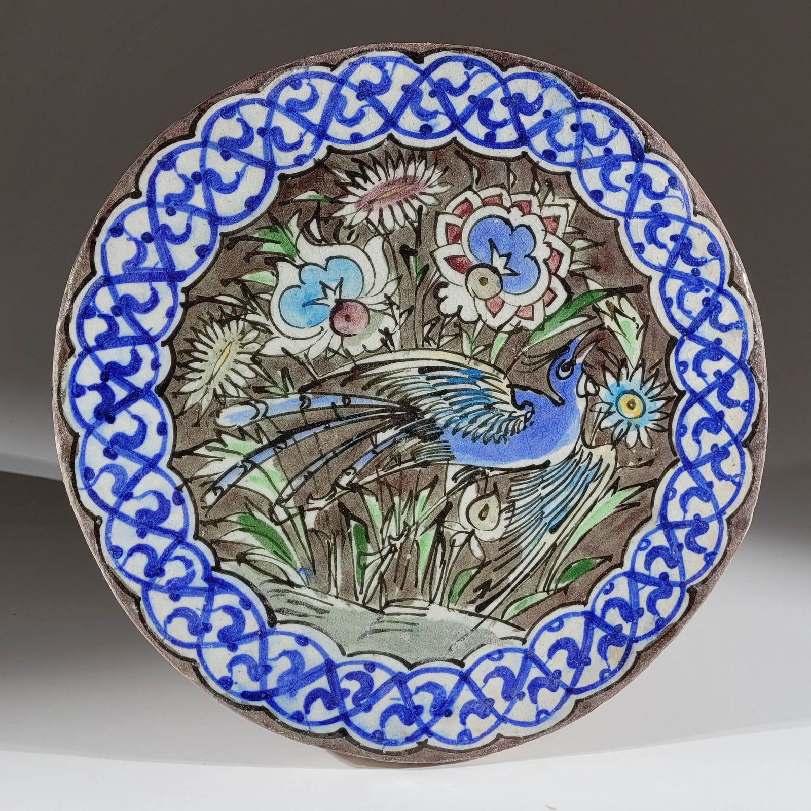 Large Round Persian Pottery Tile (1 of 2)