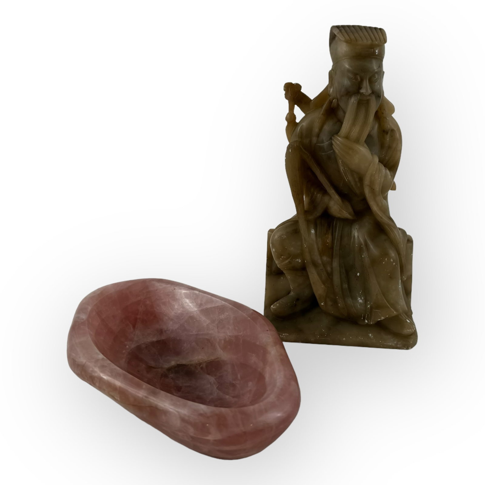 Chinese Soap Stone Figure and Ash Tray (1 of 2)