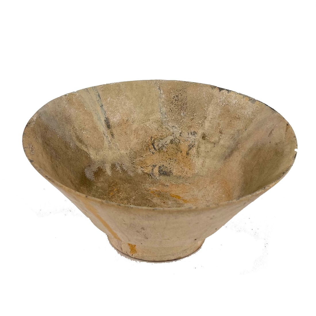 Nishapur Glazed Pottery Bowl , Iran 10-12 Century AD: Produced in the prominent Silk Road city of Nishapur during its peak as a political and economic center for the Seljuk rulers (10th and 12th centuries). Some restoration. 22cm. (8 3/4 inches).