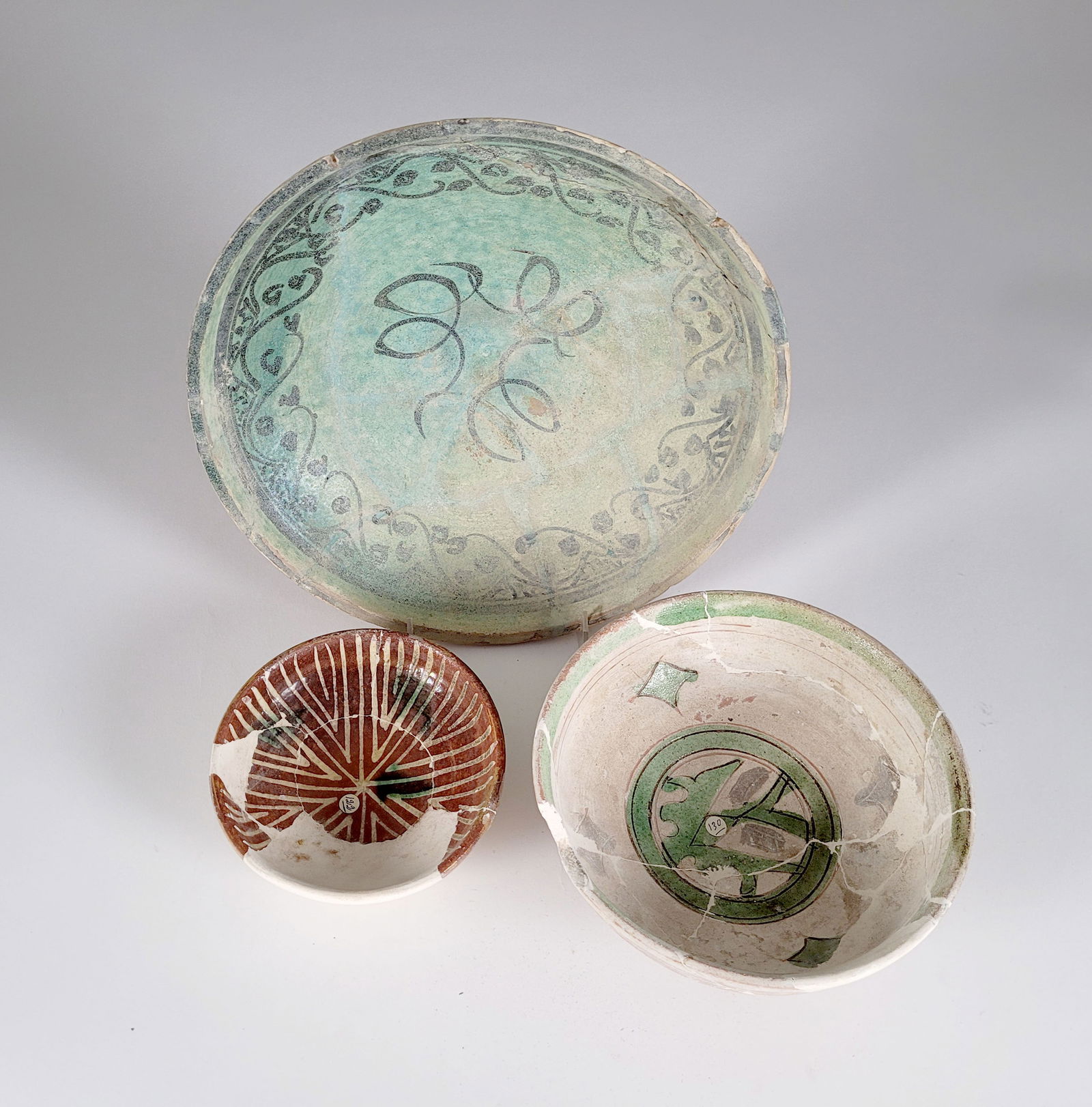 Lot of 3 Mixed Islamic Pottery Bowls (1 of 2)