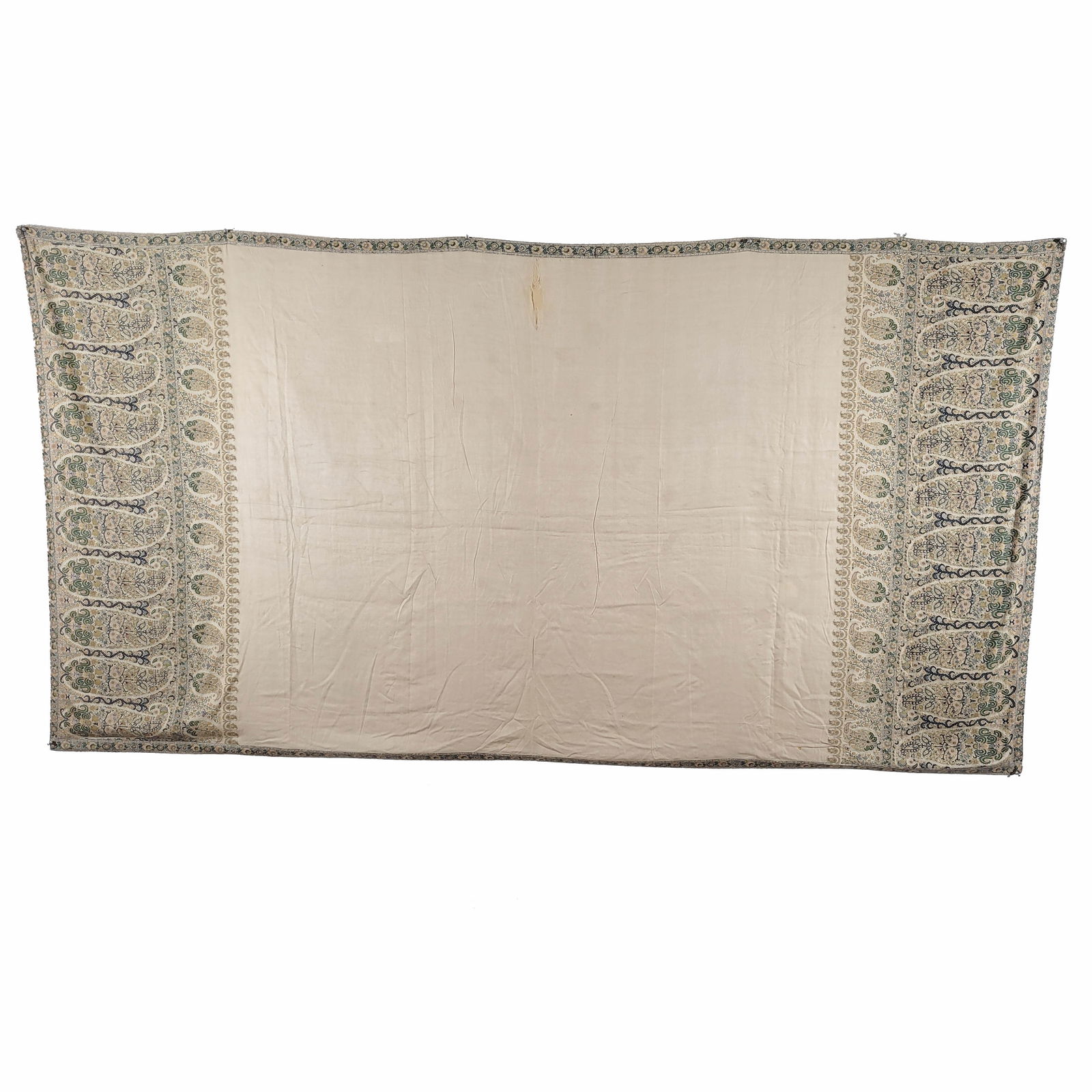 French Embroidered Cotton Textile with Paisley Design (1 of 5)