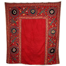 Turkmen Suzani with Traditional Motifs