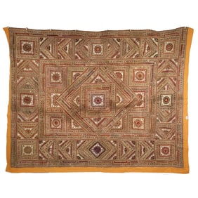 Large Indian Wall Tapestry with Geometric Patterns