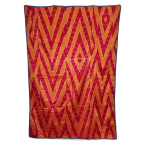 Central Asian Silk Ikat with Geometric Motifs