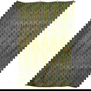Persian Silk Ikat Wall Hanging or Curtain: Persian silk ikat curtain or hanging with rare color palette. An alternating pattern of stylized diamond motifs cover the silk grounding. Excellent condition. Dimensions: 46 x 70 inches.
