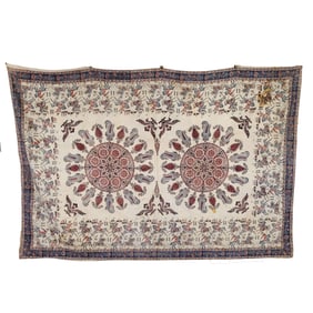 Large Persian Ghalamkar Tablecloth, Polo Players