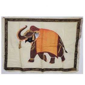 Indian Hand-Painted Panel with Elephant
