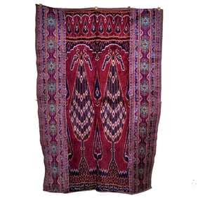 Signed Persian Kashan Velvet Ikat Tapestry