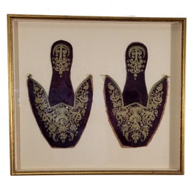 Mounted and Framed Turkish Ottoman Pair of Slippers