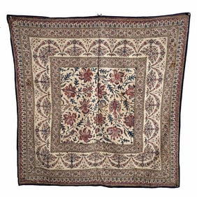 Persian Cotton Ghalamkar with Floral Spray