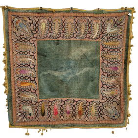 Indian Silk Embroidered Velvet Panel with Boteh Designs