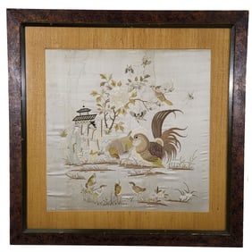 Mounted Chinese Embroidered Silk Textile