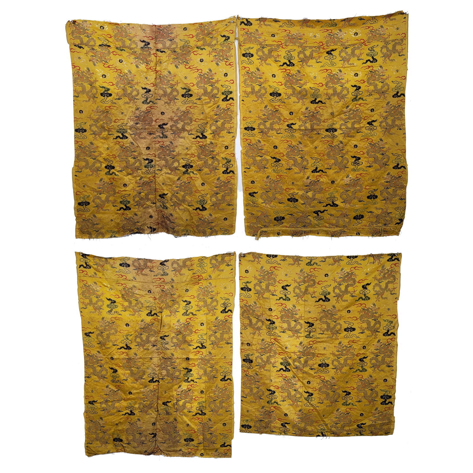 Lot of Four Early Chinese Silk Panels (1 of 6)