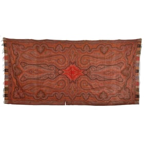 European Paisley Shawl with Orange Central Medallion