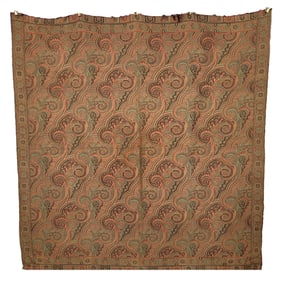European Shawl with Paisley Designs and Geometric Patterns