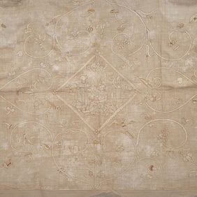 Signed German/Swiss Linen Cover Depicting Susanna & the Elders