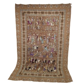 Large Qajar Cotton Rashti-Duzi Wall Tapestry