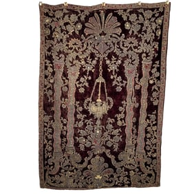 Ottoman Turkish Velvet Wall Hanging with Metallic Thread
