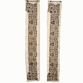 Ottoman Turkish Silk Panels with Metal Thread Embroidery